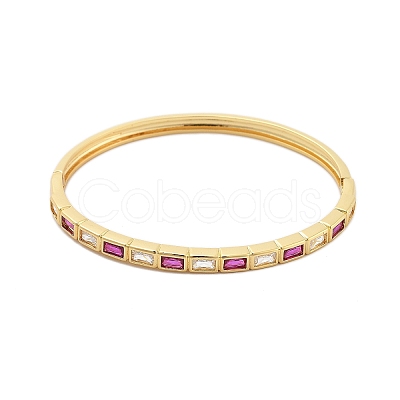 Rack Plating Brass Micro Pave Cubic Zirconia Bangles for Women BJEW-G730-01G-02-1