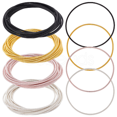48Pcs 4 Colors Steel Wire Round Snake Chain Bracelets Set BJEW-BC0001-05-1