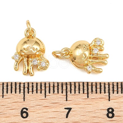 Brass Micro Pave Clear Cubic Zirconia Charms KK-Q085-03A-G-1