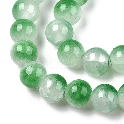 Crackle Baking Paint Imitation Jade Glass Beads Strands DGLA-T003-6mm-07-1