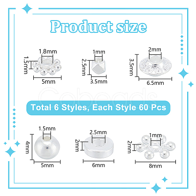 360Pcs 6 Styles Alloy Spacer Beads FIND-UN0007-01S-1