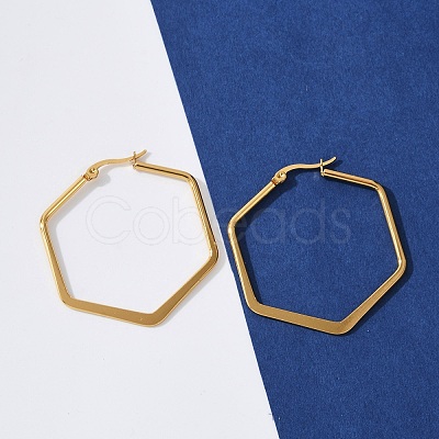 201 Stainless Steel Angular Hoop Earrings X-EJEW-F205-13G-A-1