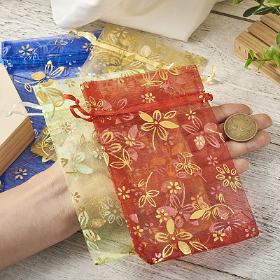 100Pcs 10 Colors Organza Drawstring Jewelry Pouches OP-TA0001-02-1