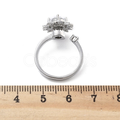 Sunflower Rotatable Open Cuff Rings for Women RJEW-S402-13P-1