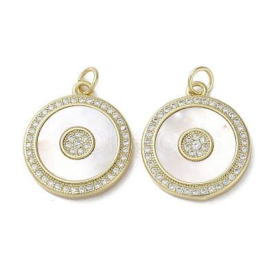 Brass Micro Pave Cubic Zirconia Pendants KK-G485-17E-G-1