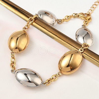 Two Tone Oval 304 Stainless Steel Link Bracelets for Women BJEW-A169-12GP-1