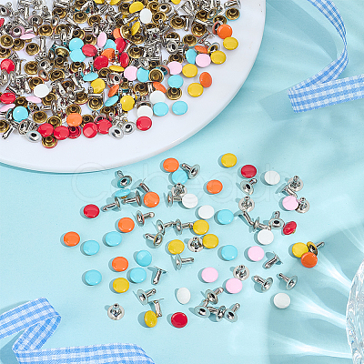 180Pcs Flat Round Baking Paint Zinc Alloy Snap Rivet Butt Screw FIND-GF0009-30A-1