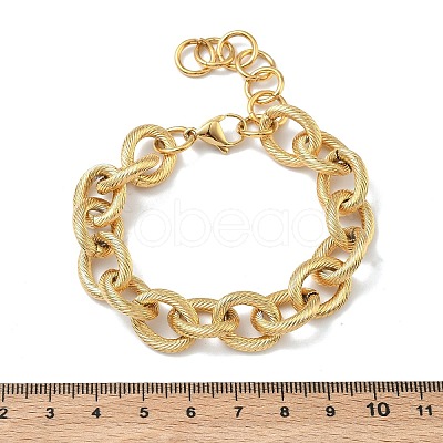 304 Stainless Steel Twisted Oval Link Chain Bracelets for Women BJEW-F533-02D-G-1