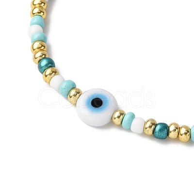 Handmade Evil Eye Lampwork & Glass Seed Beads Braided Bead Bracelets for Women BJEW-JB12363-1