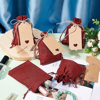 10Pcs Burlap Packing Pouches Drawstring Bags ABAG-NB0001-40A-1
