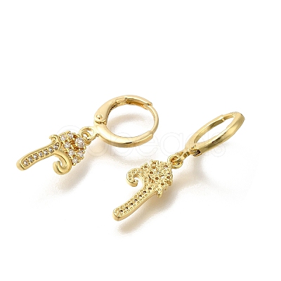 Brass Clear Cubic Zirconia Hoop Earrings EJEW-M045-01R-1
