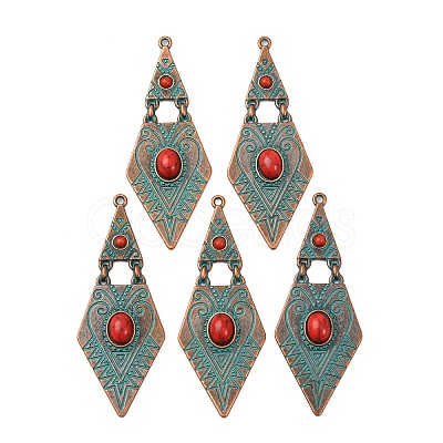 Tibetan Style Alloy with Acrylic Big Pendants PALLOY-F319-05A-R-1