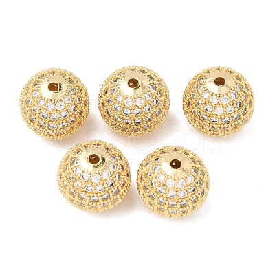 CZ Brass Micro Pave Cubic Zirconia Round Beads ZIRC-L017-05G-1