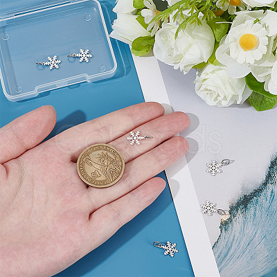 6Pcs 925 Sterling Silver Snowflake Charms PALLOY-PH01786-1