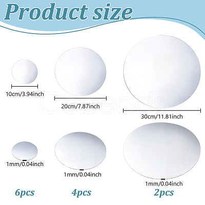 12Pcs 3 Styles  Flat Round Acrylic Self-Adhesive Mirror Wall Stickers AJEW-NB0007-07B-1