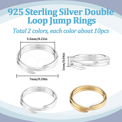 20Pcs 2 Colors 925 Sterling Silver Split Jump Rings STER-SC0001-41A-1