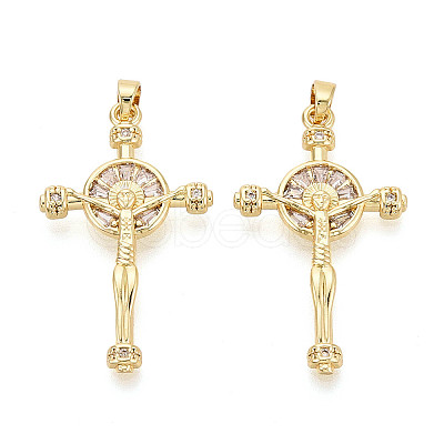 Religion Brass Micro Pave Cubic Zirconia Pendants KK-T073-47G-1
