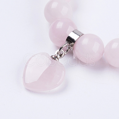 Natural Rose Quartz Stretch Bracelets BJEW-F308-34D-1