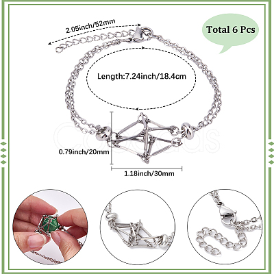 6Pcs 201 Stainless Steel Macrame Pouch Braided Gemstone Holder Bracelet Making BJEW-SC0001-72-1