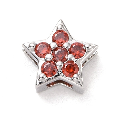Eco-friendly Brass Micro Pave Cubic Zirconia Slide Charms KK-D079-14P-1