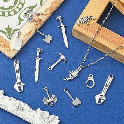 40Pcs 8 Styles Tibetan Style Alloy Pendants TIBEP-YW0001-75-1