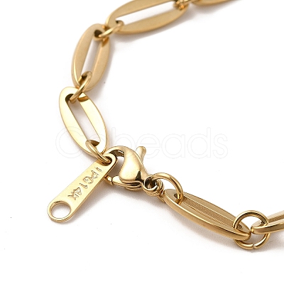 Ion Plating(IP) 304 Stainless Steel Oval Link Chain Bracelet for Women BJEW-G667-03G-1
