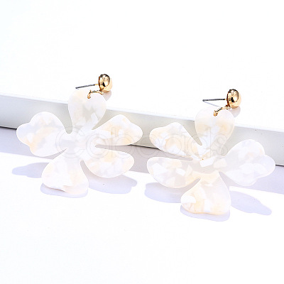 Alloy & Acrylic Dangle Stud Earrings FS-WG0D14E-06-1