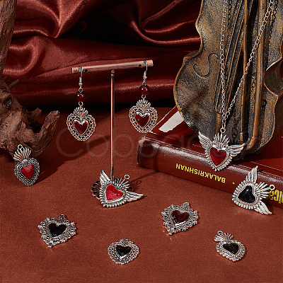 16Pcs 8 Styles Gothic Themed Alloy Pendants ENAM-UN0001-09-1