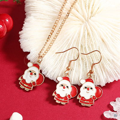 Christmas Alloy Enamel Dangle Earrings & Pendant Necklaces Sets for Women QO4736-3-1