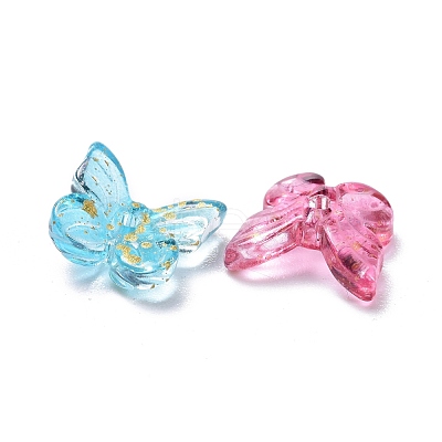 Two Tone Transparent Spray Painted Glass Charms GLAA-T016-22-1