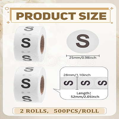 2 Rolls Paper Self-Adhesive Clothing Size Labels Sticker Rolls DIY-LP0005-32A-1