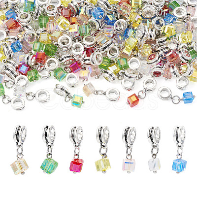 105Pcs 7 Colors Electroplate Transparent Glass Charms PALLOY-TAC0231-1