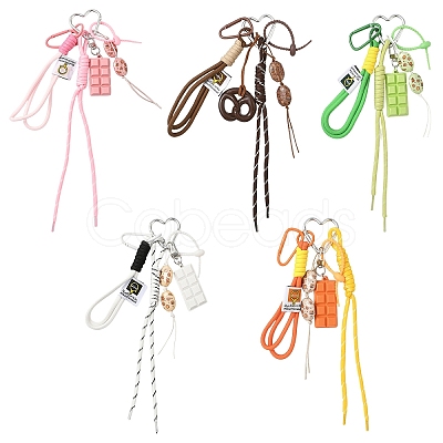 Bread Acrylic & Braided Polyester Rope Pendant Decorations HJEW-YWC0001-04A-1-1