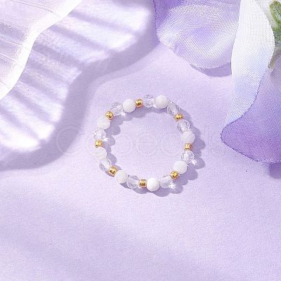 Natural Moonstone Beaded Stretch Rings RJEW-JR00867-08-1