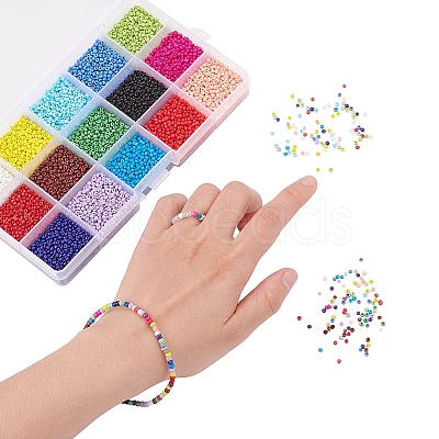 195G 15 Colors Glass Seed Beads SEED-YW0001-11C-1