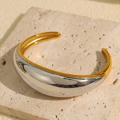 304 Stainless Steel Cuff Bangles for Women BJEW-F489-01-1