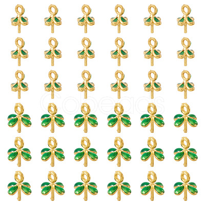 40Pcs 2 Styles Brass Enamel Eye Pin Peg Bails KK-TA0003-44-1