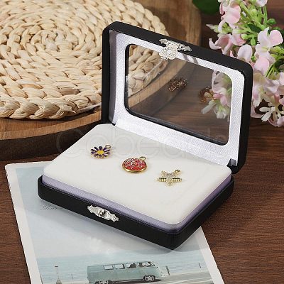 PU Imitation Leather Loose Diamond Storage Boxes with Clear Acrylic Hinged Lid & Beige Velvet Inside AJEW-WH0817-035-1