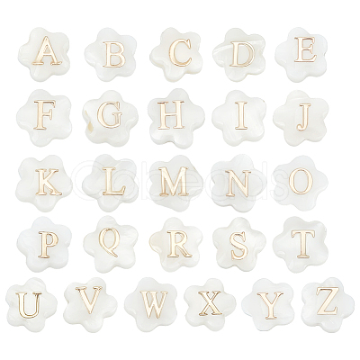 26Pcs 26 Styles Natural White Shell Flower Beads BSHE-PH0001-60-1