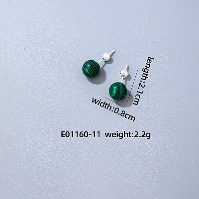 Handmade Fashion Synthetic Malachite Stainless Steel Bead Earrings Accessories for Autumn/Winter VH6205-9-1