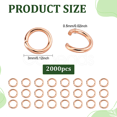 2000Pcs 304 Stainless Steel Open Jump Rings STAS-ME0003-52-1