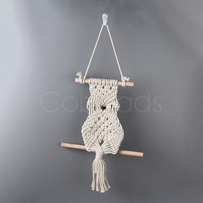 Cotton Cord Macrame Woven Wall Hanging HJEW-C010-18-1