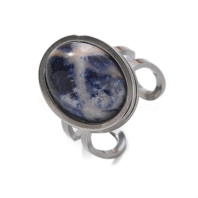Oval Natural Sodalite Finger Rings RJEW-M062-02P-05-1