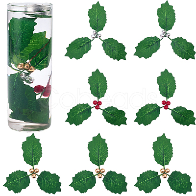 45Pcs Foam & Cloth Artificial Holly Leaves AJEW-SC0031-52B-1