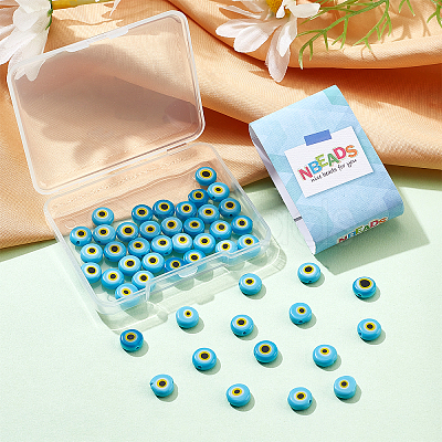 Handmade Evil Eye Lampwork Beads Strands LAMP-NB0001-60A-01-1