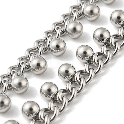 Non-Tarnish 304 Stainless Steel Round Ball Charms Link Chain Necklaces NJEW-G119-01P-1