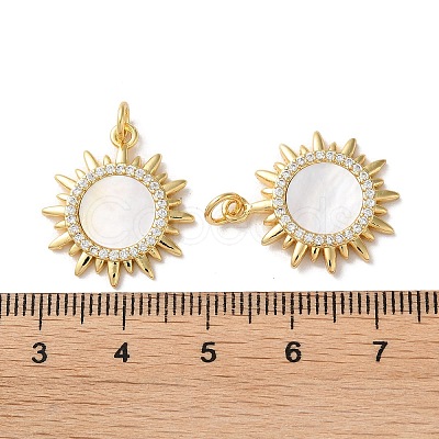 Brass Micro Pave Clear Cubic Zirconia Pendants KK-B083-36C-G-1