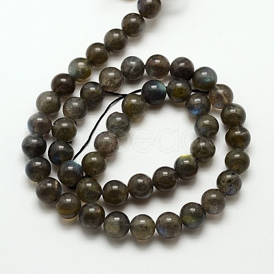 Grade AA Natural Gemstone Labradorite Round Beads Strands G-E251-33-8mm-1