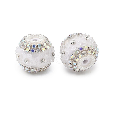 Bling Resin Rhinestone Flower Beads OACR-D310-01P-F-1