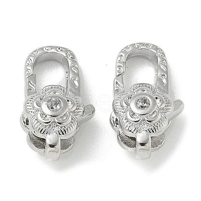 Brass Micro Pave Clear Cubic Zirconia Lobster Claw Clasps KK-M308-17P-1